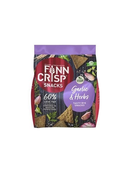 Finn Crisp Rye Snacks Garlic & Herbs 150g Knoblauch & Kräuter Chips Vegan