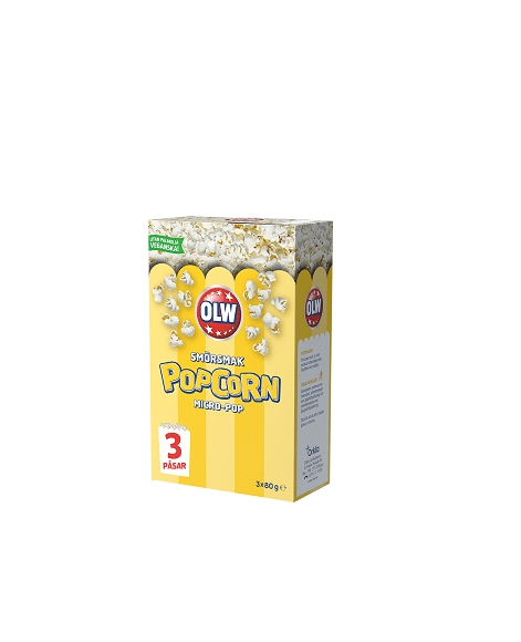 OLW Micropopcorn Smör 3x80g Butter Popcorn Vegan